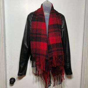 Jolt Faux Leather Jacket with Scarf
